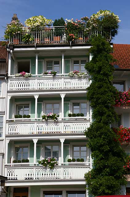 Example of a traditional old townhouse with a great looking balcony